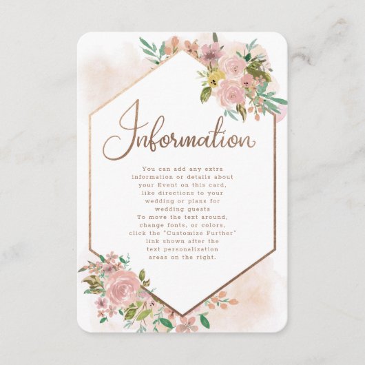 Verleidelijke Roos  Bloemen Bruiloft Informatie Informatiekaartje (Voorkant)
