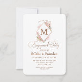 Verleidelijke Roos  Monogram Betrokkenheid Partij Kaart (Voorkant)