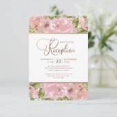 Verleidelijke Roos  Stoffig Roze Bruiloft Receptie Kaart (Staand voorkant)