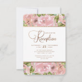 Verleidelijke Roos  Stoffig Roze Bruiloft Receptie Kaart (Voorkant)