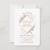 Verleidelijke Roos  Stoffig Roze Diamond Bruiloft Kaart (Voorkant)