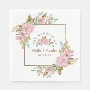 Verleidelijke Roos Vintage Stof Roze Trouw Monogra Servet