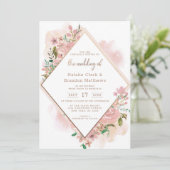 Verleidelijke Roos  Waterverf Diamond Bruiloft Kaart (Staand voorkant)