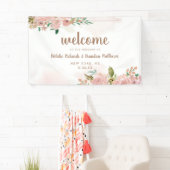 Verleidelijke Roze Oude Stof Roze Bloemen Welkom Spandoek (Insitu)