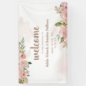 Verleidelijke Roze Oude Stof Roze Bloemen Welkom Spandoek (Verticaal)