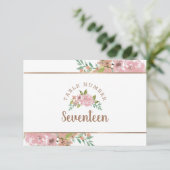 Verleidelijke Roze Vintage Stof Roze Tafelnummer (Staand voorkant)