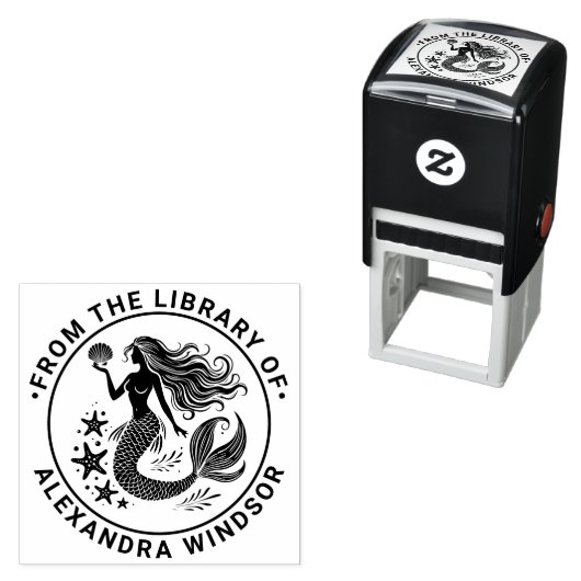 Verleidelijke Zeemeermin Sirene, Zeester Bibliothe Zelfinktende Stempel (In situ)