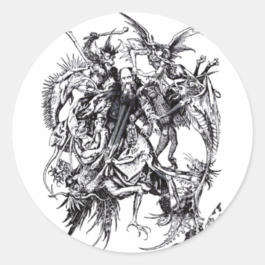 Verleiding van Sint-Antonius de Grote Ronde Sticker (Voorkant)