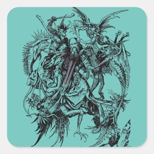 Verleiding van Sint-Antonius de Grote Vierkante Sticker (Voorkant)