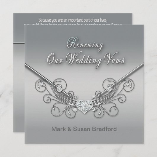 VERLENEN VAN WEDDINGS STEMMEN - INVITATIE - SILVER KAART (Voorkant / Achterkant)