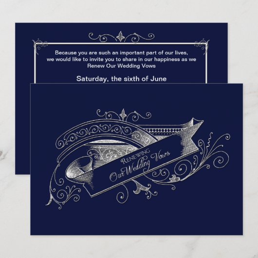 VERLENEN VAN WEDENDE STEMMEN - INVITATIE - NAVY BL KAART (Voorkant / Achterkant)