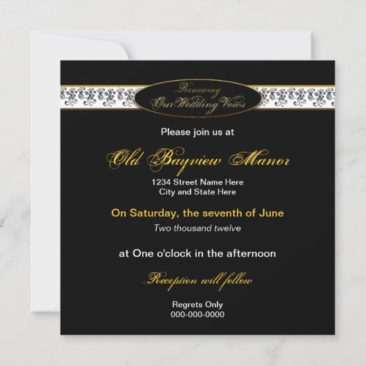 VERLENEN VAN WEDING VOWS INVITATION - ZWARTE/WITTE KAART (Achterkant)