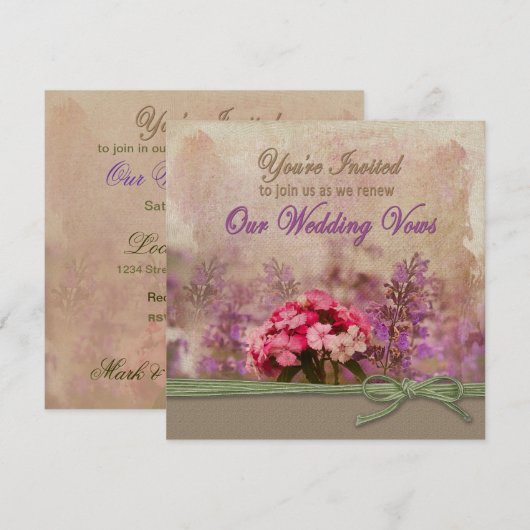 VERLENGING VAN WEDDING VOWS INVITATION - GARDEN KAART (Voorkant / Achterkant)