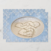 VERLENGING VAN WEDENDE STEMMEN - BEACH/BLUE/LACE KAART (Voorkant / Achterkant)