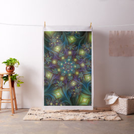 Verlicht abstract blauw paars fractaal patroon stof