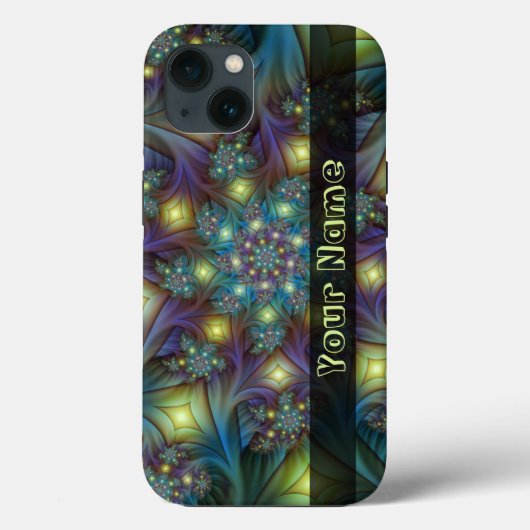 Verlicht Abstract Blauw Paars Fractal Art Name Case-Mate iPhone Case (Achterkant)