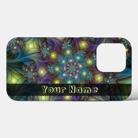 Verlicht Abstract Blauw Paars Fractal Art Name Case-Mate iPhone Case (Achterkant (horizontaal))