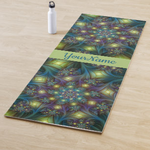 Verlicht abstract blauw paars fractal Kunstnaam Yogamat