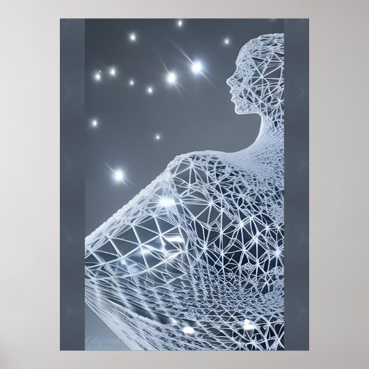 Verlicht AI Fantasy Art Print Portret Luminair (Voorkant)