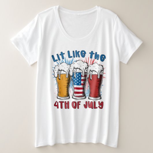 Verlicht als de 4e juli grote maat t-shirt (Design voorkant)