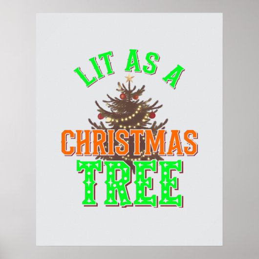 Verlicht als een kerstboom Digital Art Design Poster (Voorkant)
