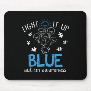 Verlicht Autisme Puzzelstuk (blauw)  Muismat