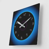 Verlicht blauw/Aqua zwart> wandklok (Hoek)