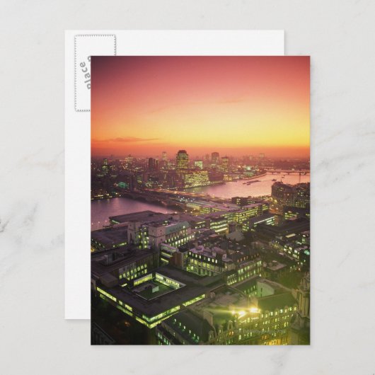 Verlicht Cityscape Briefkaart (Voorkant / Achterkant)