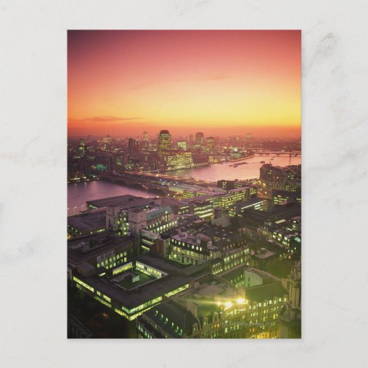 Verlicht Cityscape Briefkaart (Voorkant)