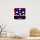 Verlicht de 4e Neon Fireworks Poster Print (Keuken)