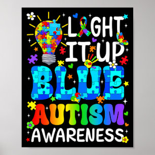 Verlicht de blauwe autisme bewustzijn puzzelstuk j poster