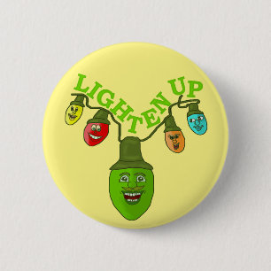 Verlicht de grappige kerstpannen Cartoon lampjes Ronde Button 5,7 Cm
