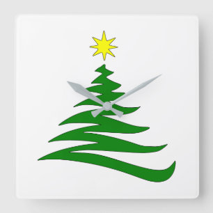 **VERLICHT DE KERSTBOOM** VIERKANTE WANDKLOK