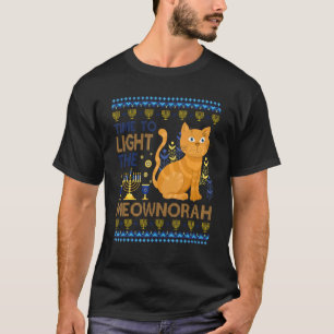 Verlicht De Meownorah Joodse Kat Menorah Lelijke T-shirt