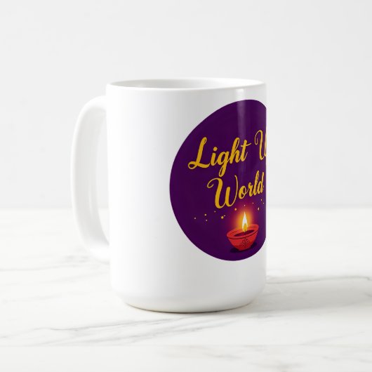 Verlicht de wereld ✨ | Minimal Elegant Diwali Koffiemok (Voorkant links)