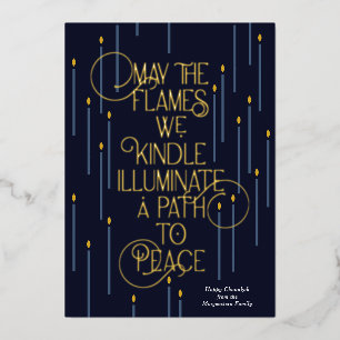 Verlicht een pad naar vrede Folie Hanukkah kaart