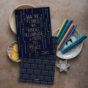 Verlicht een pad naar vrede Folie Hanukkah kaart