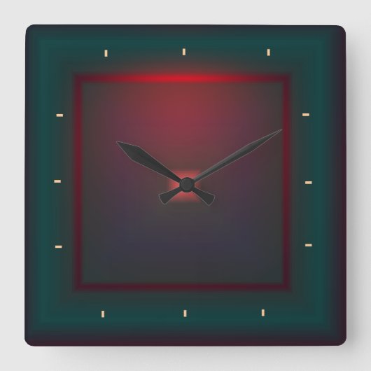 Verlicht groen en rood>Wandklok Vierkante Klok (Voorkant)