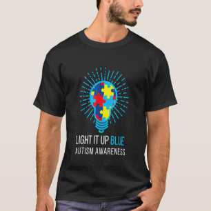 Verlicht het Blauw Autism Awareness Lint Puzzel Pi T-shirt