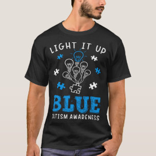 Verlicht het Blauw Autisme Bewustzijn Autistisch P T-shirt