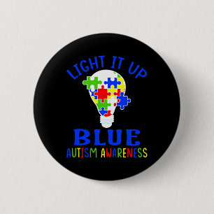 Verlicht het Blauw Autisme Bewustzijn Autistische Ronde Button 5,7 Cm