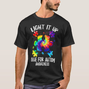 Verlicht het Blauw Autisme Bewustzijn  Puzzelstuk  T-shirt