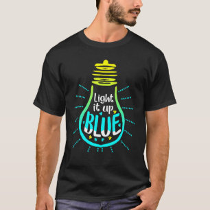 Verlicht het Blauw Autisme Bewustzijn Puzzelstuk T-shirt