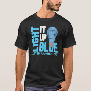 Verlicht het Blauw Autisme Bewustzijn  Puzzelstuk  T-shirt