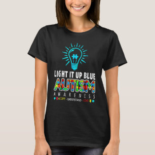 Verlicht het Blauw Autismebewustzijn Puzzelstuk Ri T-shirt