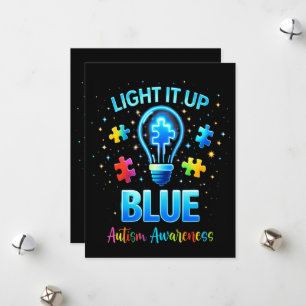 Verlicht het Blauw Autistisch Autisme Bewustzijn Feestdagenkaart