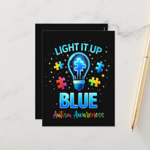 Verlicht het Blauw Autistisch Autisme Bewustzijn Feestdagenkaart