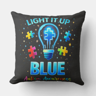 Verlicht het Blauw Autistisch Autisme Bewustzijn Kussen
