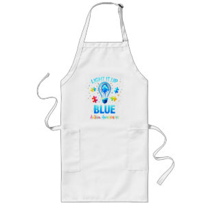 Verlicht het Blauw Autistisch Autisme Bewustzijn Lang Schort