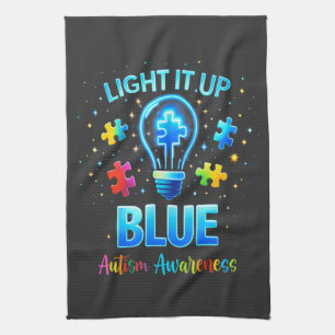 Verlicht het Blauw Autistisch Autisme Bewustzijn Theedoek